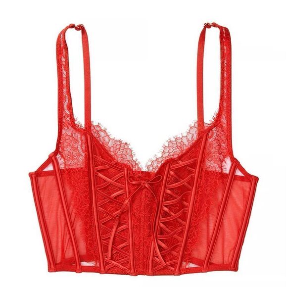 Victoria Secret Dream Angel Unlined Lace-Up Corset Top WHITE S NWT‎ IN PKG - Picture 3 of 7